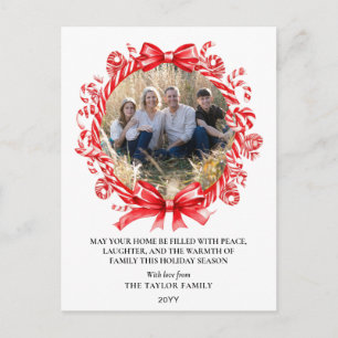 Sweet Candy Cane Wreath Photo Christmas Card