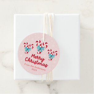 Sweet Candy Canes and Bows Christmas Favor Tags