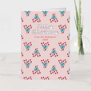 Sweet Candy Canes and Bows Christmas Foil Holiday Card