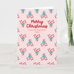 Sweet Candy Canes and Bows Christmas Holiday Card