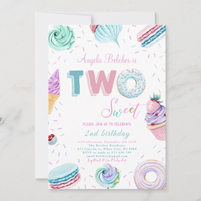 Sweet Candy Celebration 2nd Birthday Invitation (Front)