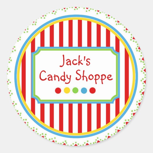 Sweet Candy  Circus Stripes Classic Round Sticker (Front)