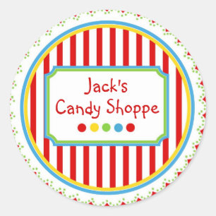 Sweet Candy  Circus Stripes Classic Round Sticker