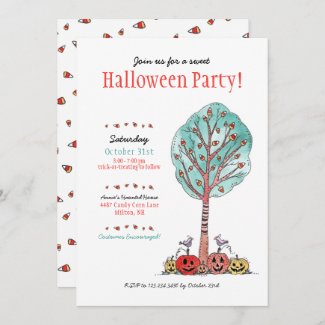 Sweet Candy Corn Halloween Party Kids Invitation