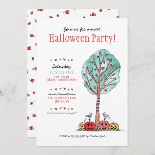 Sweet Candy Corn Halloween Party Kids Invitation