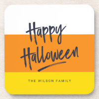 Sweet Candy Corn Happy Halloween Drink Coaster