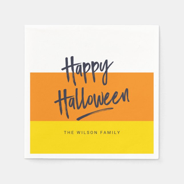 Sweet Candy Corn Happy Halloween Paper Napkins (Front)