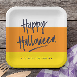Sweet Candy Corn Happy Halloween Paper Plates
