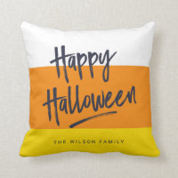 Sweet Candy Corn Happy Halloween Throw Pillow