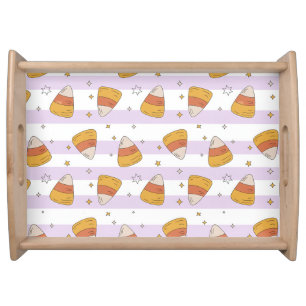Sweet Candy Corn & Stars Halloween Pattern Serving Tray