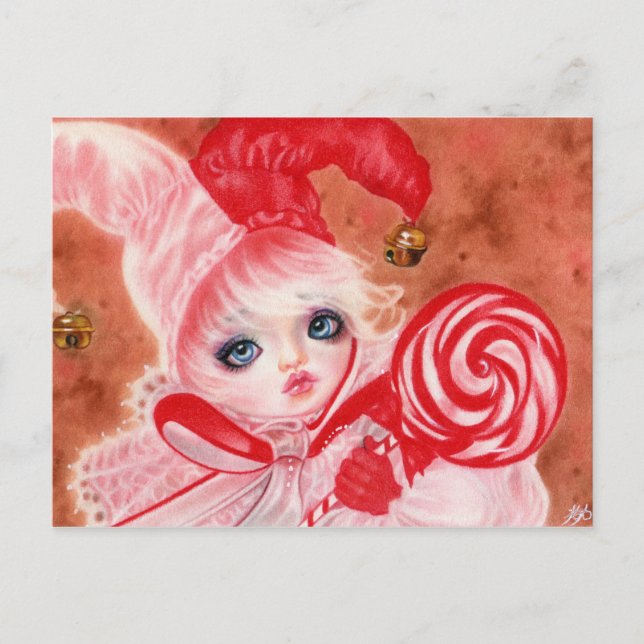 Sweet Candy court jester  Christmas Postcard (Front)