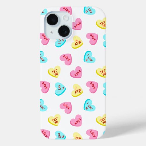 Sweet Candy Hearts Valentines Day iPhone 15 Case