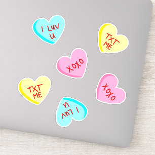 Sweet Candy Hearts with Words Set Sticker