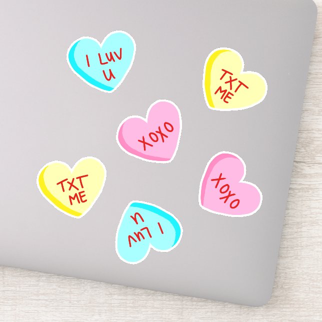 Sweet Candy Hearts with Words Set Sticker (Detail)
