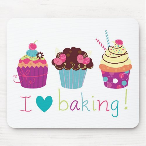 Sweet Candy I Love Baking Cupcakes mousemat Mouse Pad