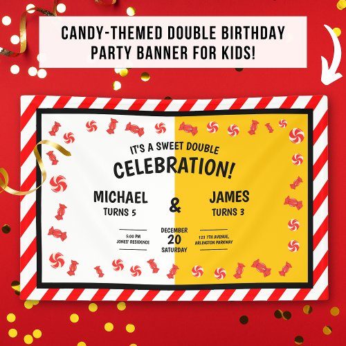 Sweet Candy Kids Double Birthday Custom Banner