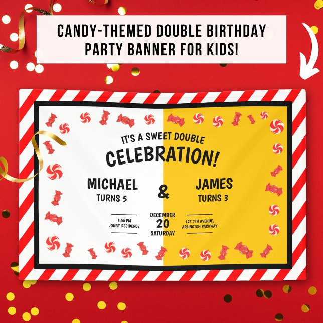 Sweet Candy Kids Double Birthday Custom Banner (Creator Uploaded)