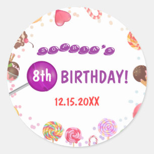 Sweet Candy Land Birthday Ice Cream Donut Party Classic Round Sticker