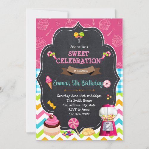 Sweet candy land birthday invitation