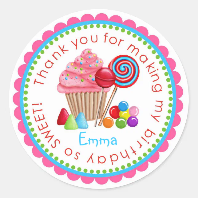 Sweet Candy Land Cupcake Lollipop Stickers | Zazzle