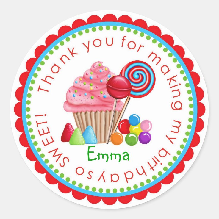 Sweet Candy Land Cupcake Lollipop Stickers | Zazzle