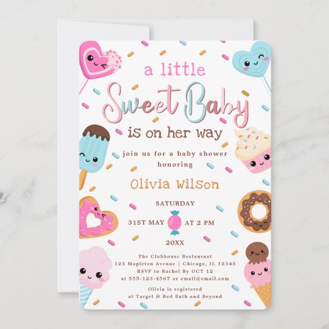 Sweet Candy Land Sprinkles Donut Baby Shower  Invitation (Front)