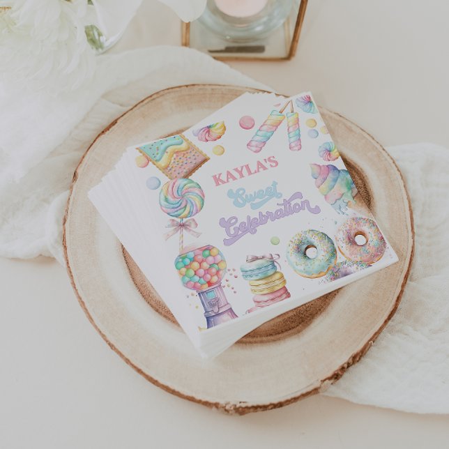 Sweet Candy Land Vibe Birthday Pastel Pink Napkins (Creator Uploaded)