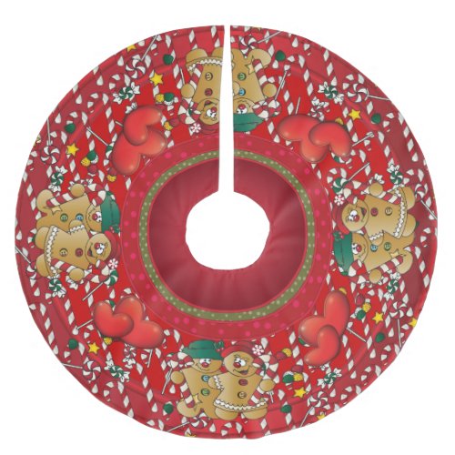 Sweet Candy Lane Gingerbread Christmas Couple Brushed Polyester Tree Skirt