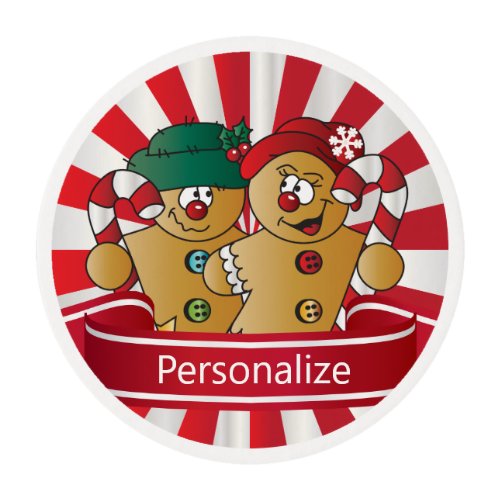 Sweet Candy Lane Gingerbread Couple Edible Frosting Rounds