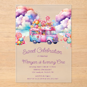 Sweet Candy Lane Kid's Birthday Budget Acrylic Invitations