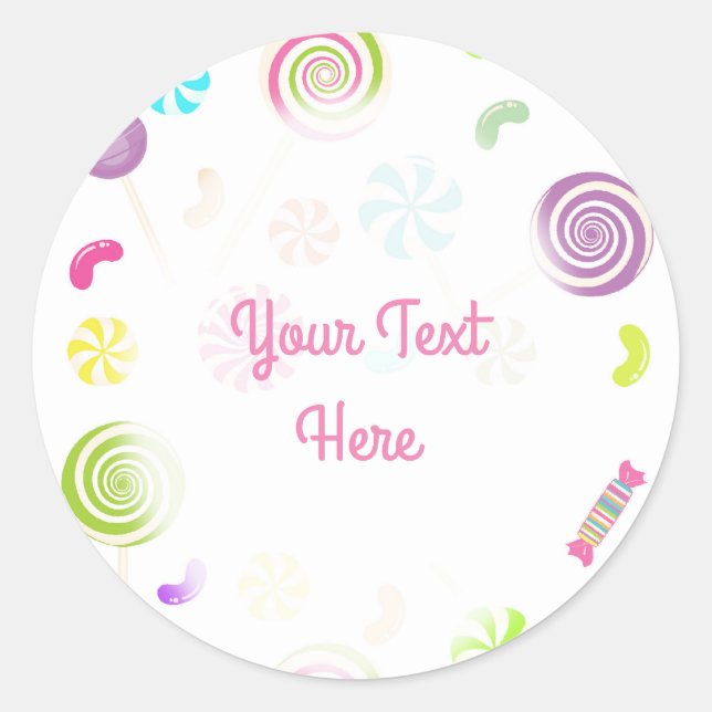Sweet Candy Lollipop Favor Stickers (Front)