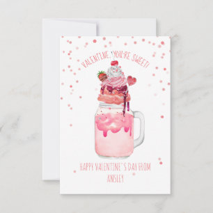 Sweet Candy Milkshake Classroom Valentine Photo Card