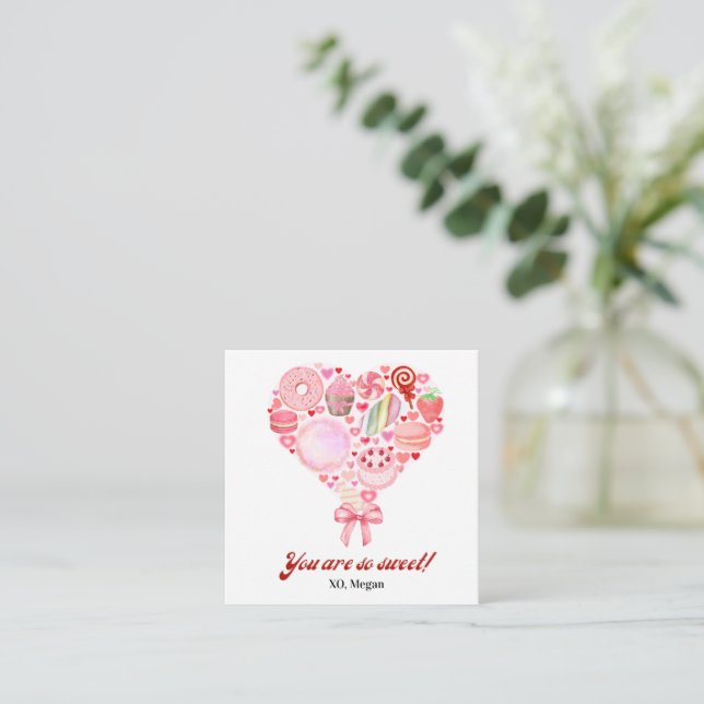 Sweet Candy pink Valentine's Classroom Photo Card (Standing Front)