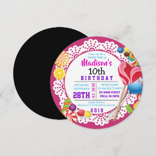 SWEET CANDY ROUND Birthday Party Invitation
