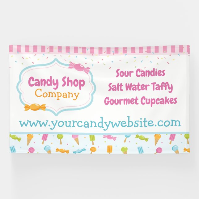 Sweet Candy Shop and Ice Cream Confetti Banner (Horizontal)
