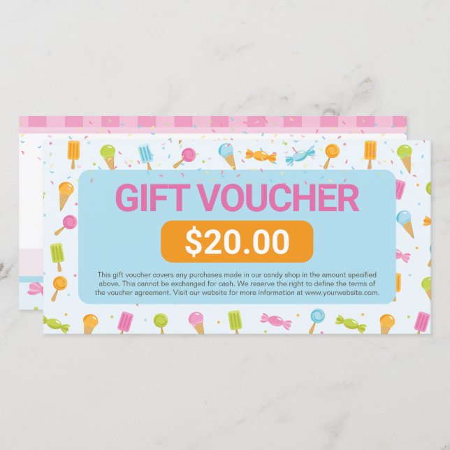 Sweet Candy Shop Gift Voucher Certificate (Front/Back)