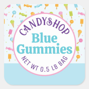 Sweet Candy Shop Ice Cream Blue Sticker Label