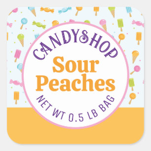 Sweet Candy Shop Ice Cream Orange Sticker Label