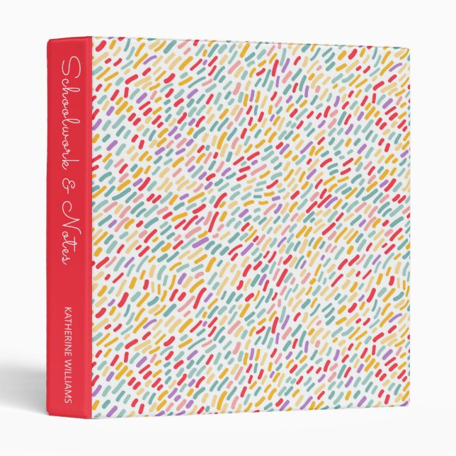 Sweet Candy Sprinkle Pattern | Add Your Name 3 Ring Binder (Front/Spine)