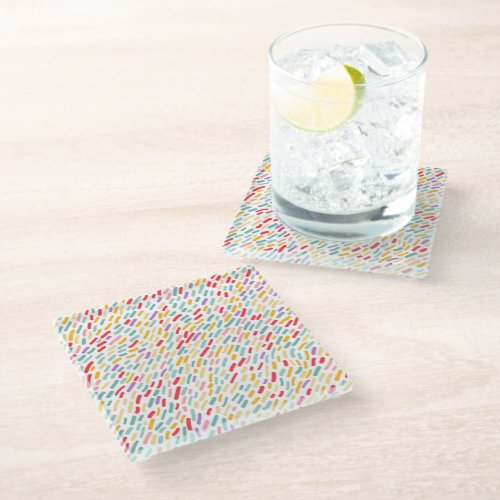 Sweet Candy Sprinkle Pattern Glass Coaster