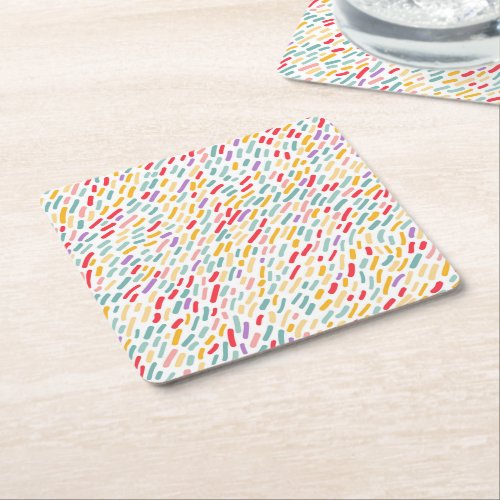 Sweet Candy Sprinkle Pattern Square Paper Coaster