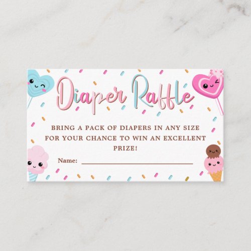 Sweet Candy Sprinkles Diaper Raffle Baby Shower Enclosure Card
