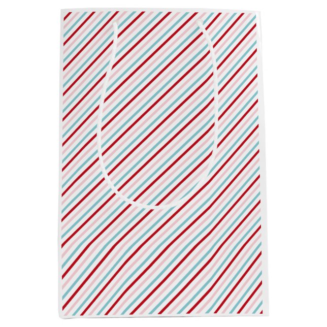 Sweet Candy Stripe Red Pink Blue Holiday/Bday  Medium Gift Bag (Front)