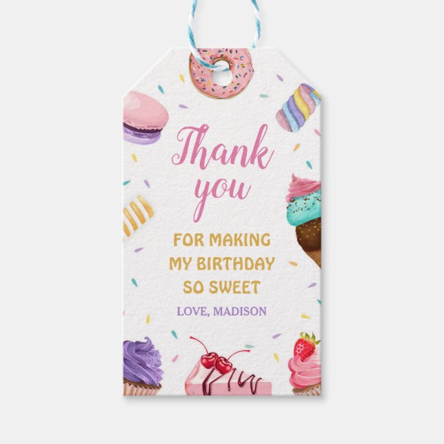 Sweet Candy Thank You Gift Tags (Front)