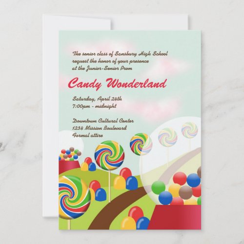 Sweet candy wonderland junior senior prom formal custom announcements