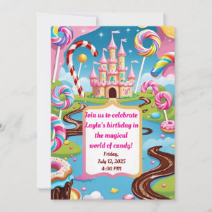 Sweet Candyland Birthday Party Invitation for Kids