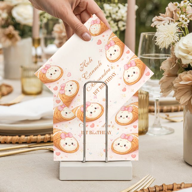 Sweet Cannoli Bakery Bow 1st Birthday Napkins (Creator Uploaded)