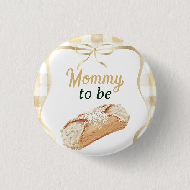 Sweet Cannoli Neutral Beige Italian Baby Shower Button (Front)