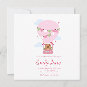 Sweet Capybara Baby Shower Invitation Baby Girl