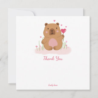Sweet Capybara Birthday Presonalized Thank You Card